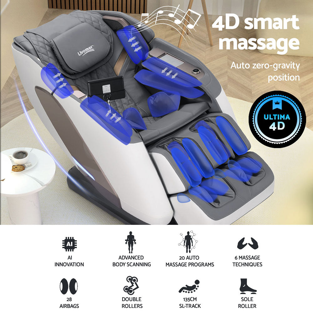 Livemor 4D Electric Massage Chair Melisa White