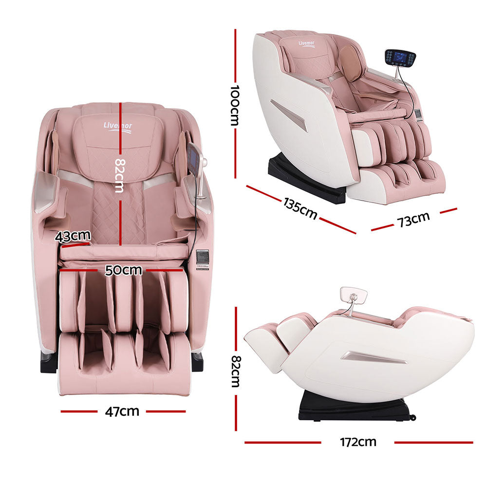 Livemor Amos Recliner Electric Massage Chair Pink