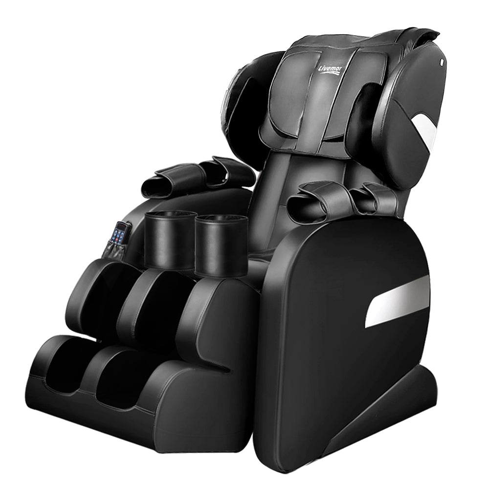 Livemor Shiatsu Zero Gravity Recliner Electric Massage Chair Black