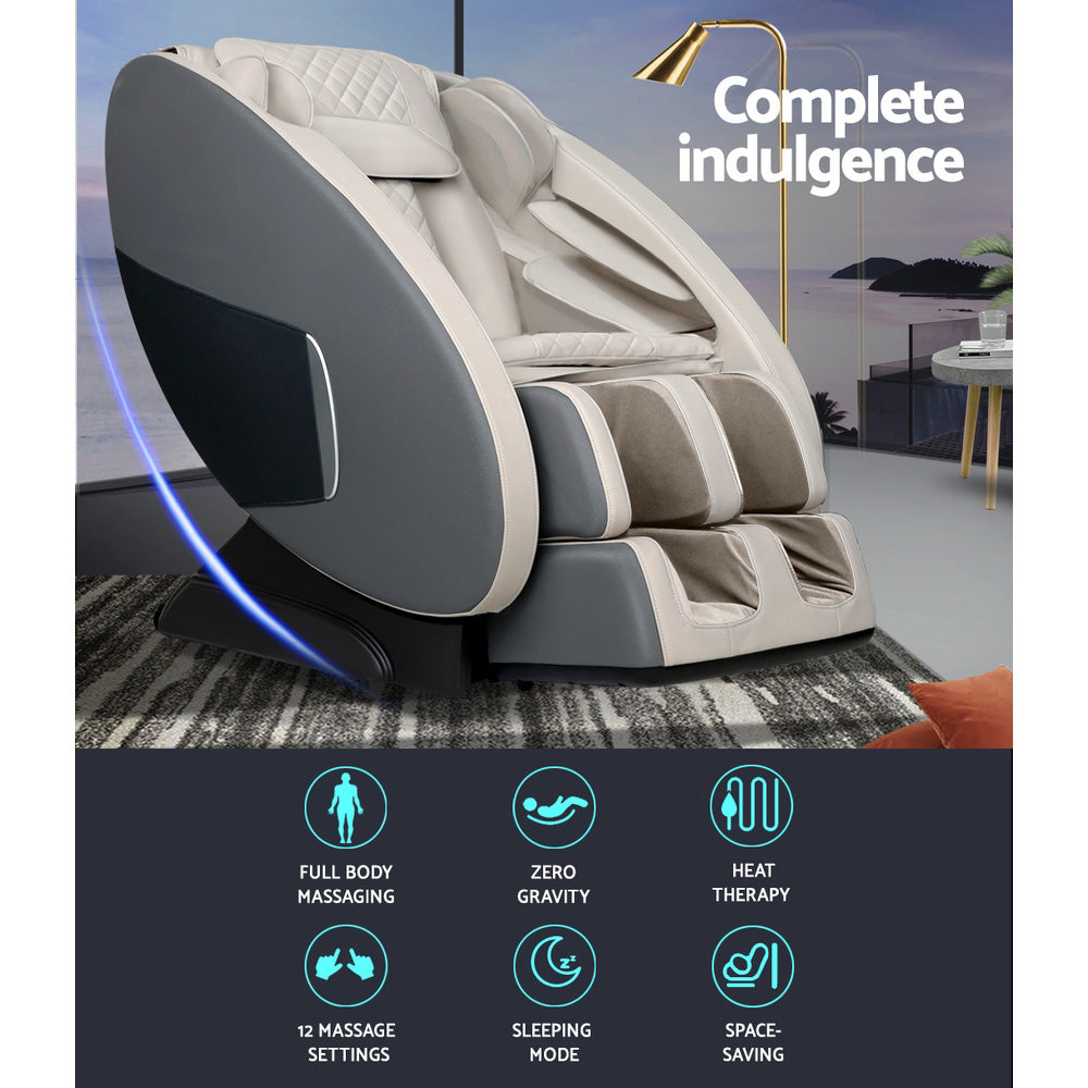 Livemor Zero Gravity Recliner Shiatsu Electric Massage Chair Grey