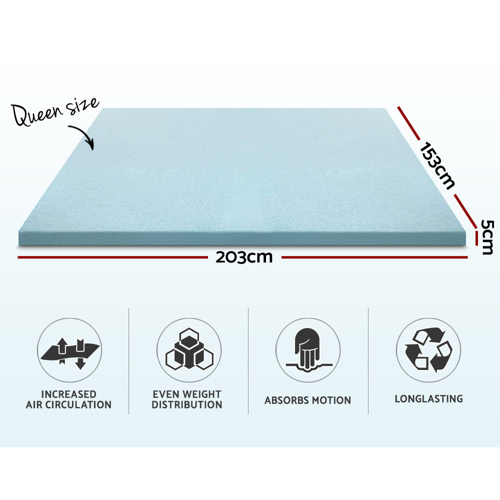 Giselle Cool Gel Memory Foam Mattress Topper 5CM Queen