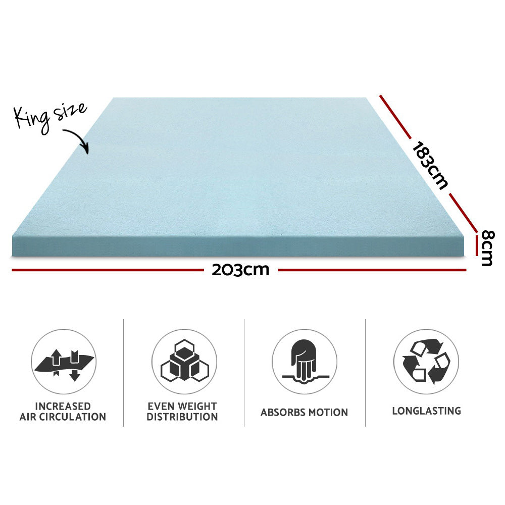 Giselle Cool Gel Memory Foam Mattress Topper 8CM King