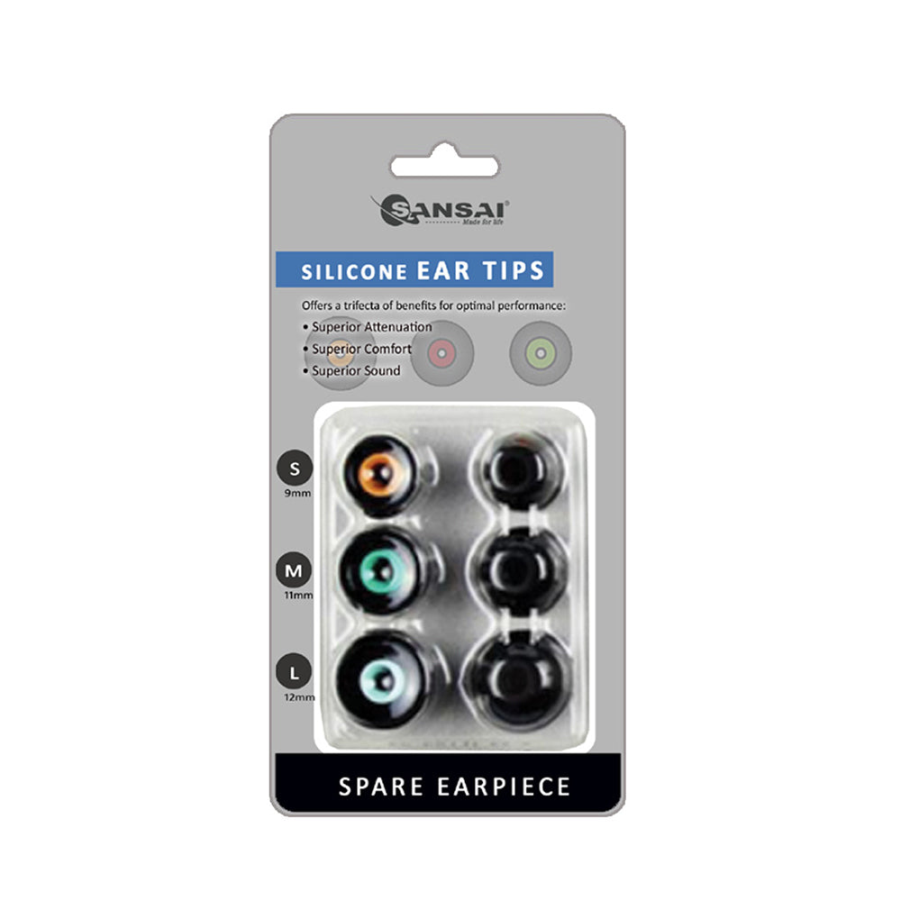 2PK Sansai Silicone Ear Tips - S/M/L for Earphones