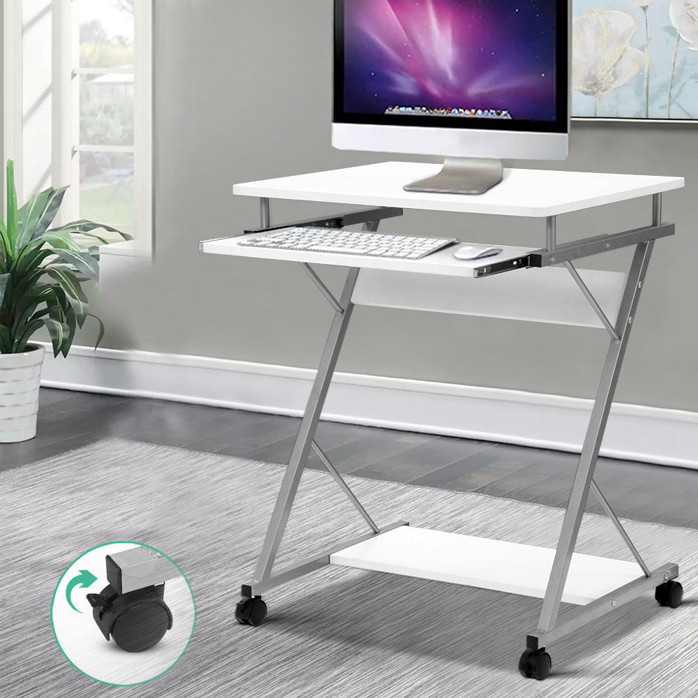 Artiss Metal Pull Out Table Desk White