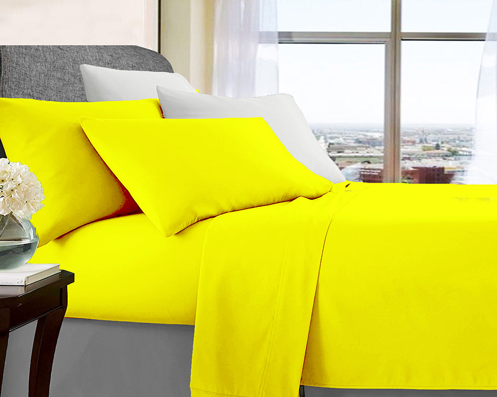 Belisma Opulence Ultra Soft Microfibre Sheet Sets Wrinkle Free Double Yellow