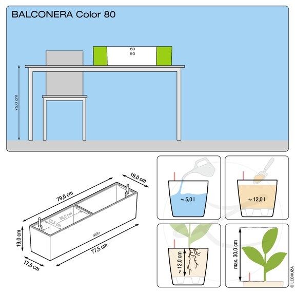 LECHUZA BALCONERA COLOR 80 PLANTER POT (WHITE)