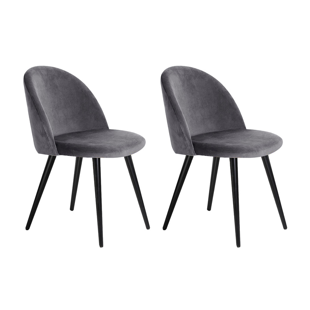 Artiss 2x Velvet Dining Chairs Dark Grey