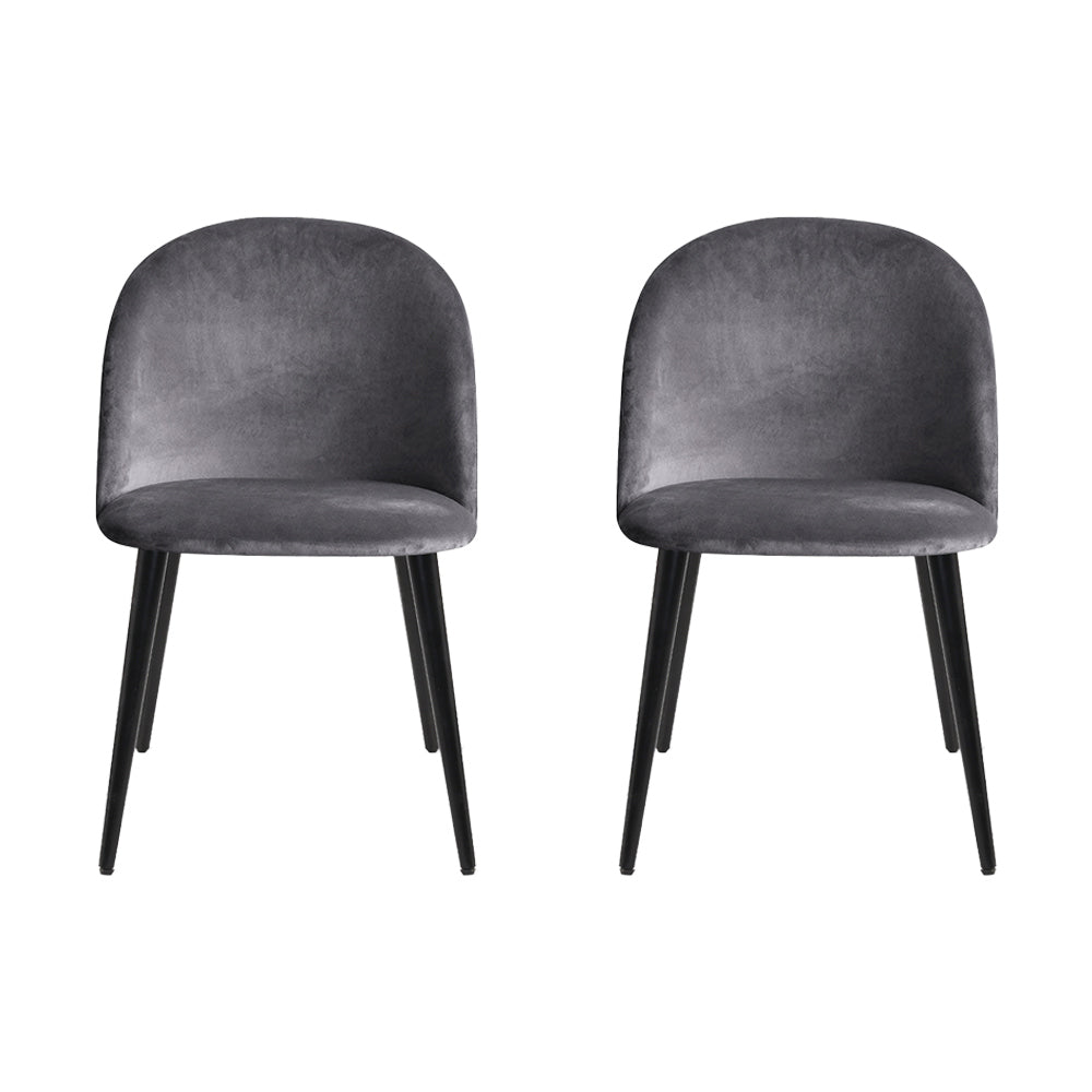 Artiss 2x Velvet Dining Chairs Dark Grey