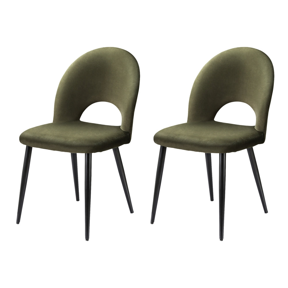 Artis Loren Velvet Dining Chairs x2 Green