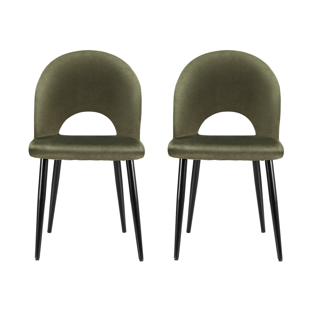 Artis Loren Velvet Dining Chairs x2 Green