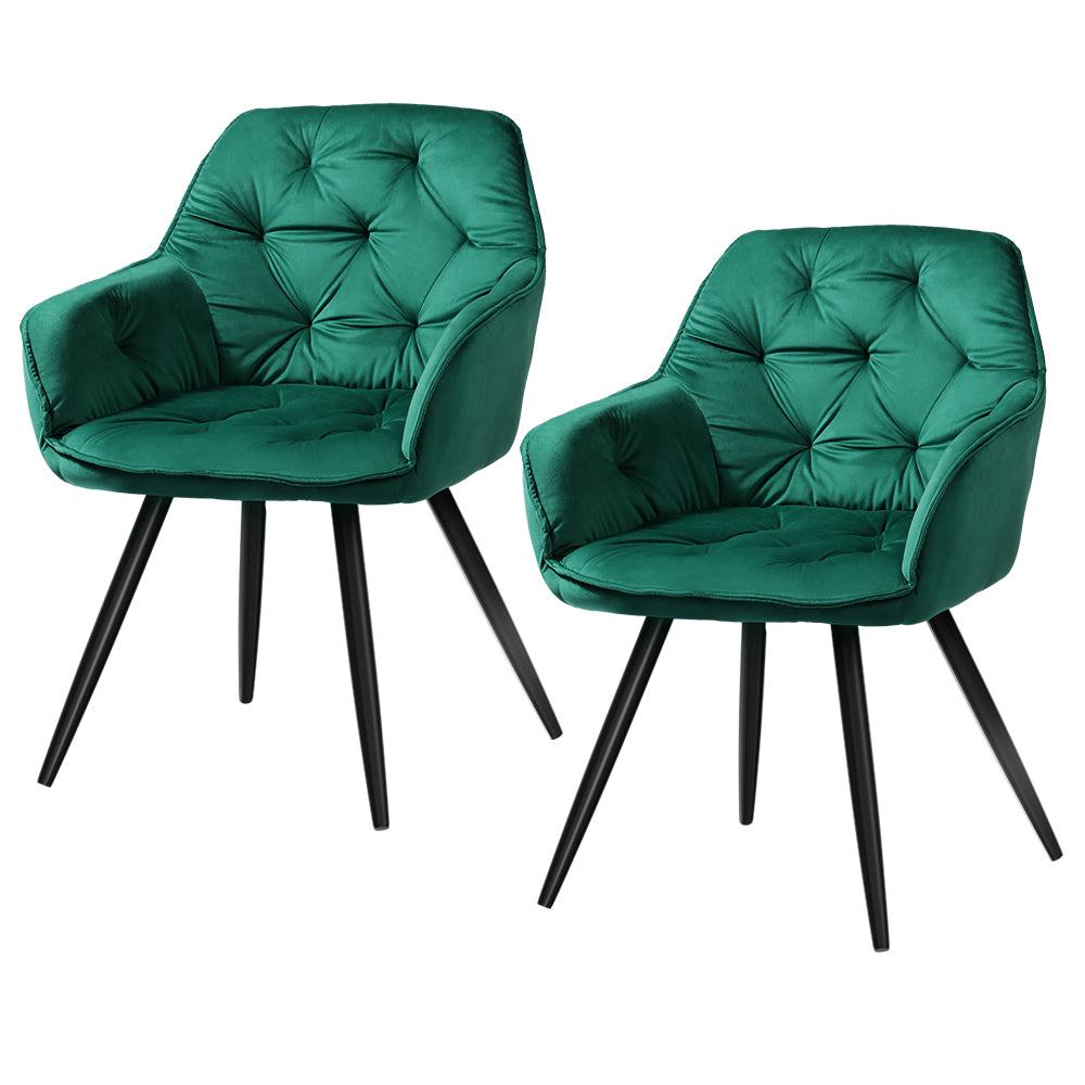 Artiss 2x Calivia Dining Chairs Velvet Green