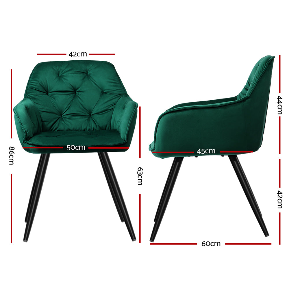 Artiss 2x Calivia Dining Chairs Velvet Green
