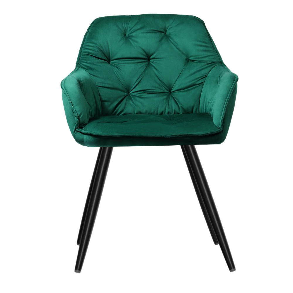 Artiss 2x Calivia Dining Chairs Velvet Green