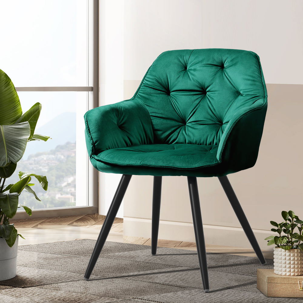 Artiss 2x Calivia Dining Chairs Velvet Green