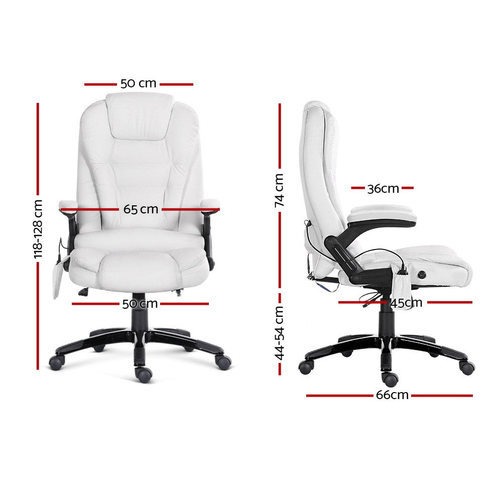 Artiss 8 Point Massage Office Chair White