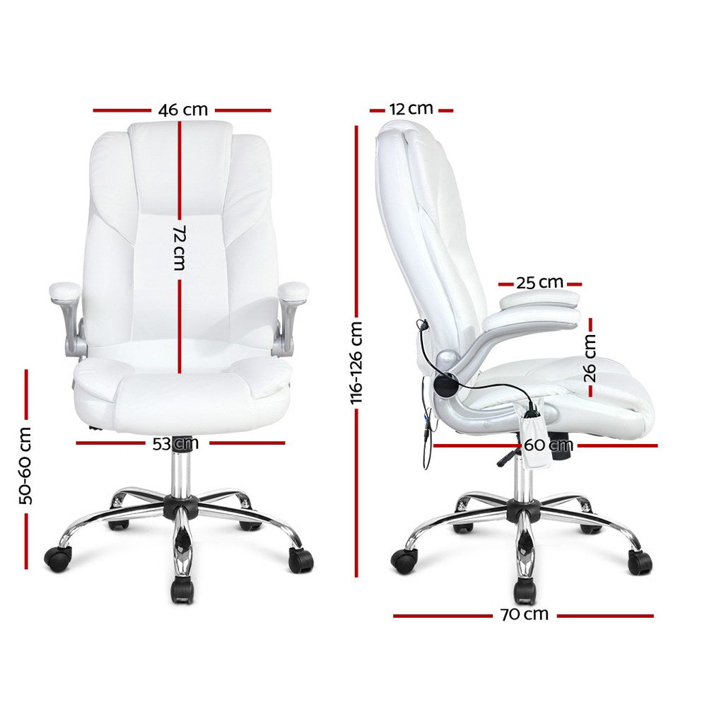 Artiss 8 Point Massage Office Chair White