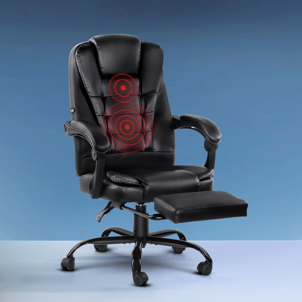 Artiss 2 Point Massage Office Recliner Chair Black