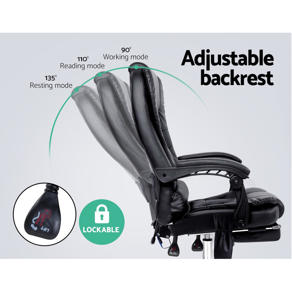Artiss 8 Point Massage Office Recliner Chair Black