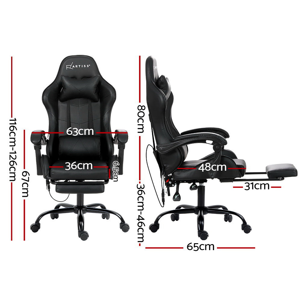Artiss Gaming Leather Massage Office Chair with Footrest