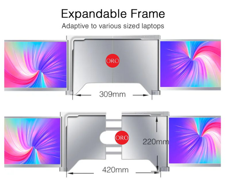 14 Inch Triple Screen Laptop Portable Monitor, Screen Extender for 13.3-17&quot; Laptop FHD 1080P with Kickstand