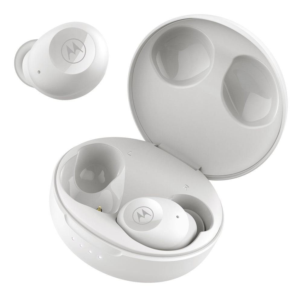 Moto Buds 250 True Wireless Weatherproof Earbuds w/ Charging Case - White