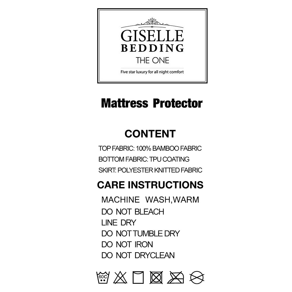 Giselle Waterproof Bamboo Mattress Protector Queen