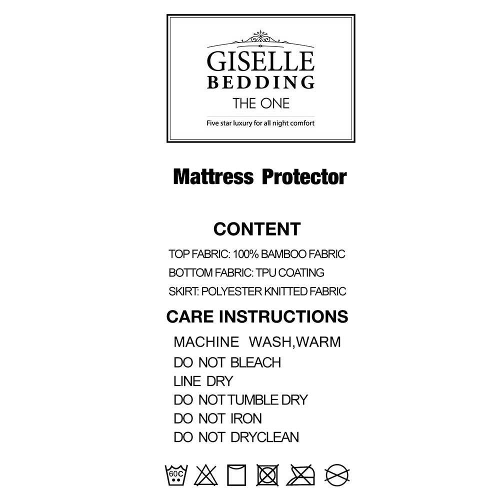 Giselle Waterproof Bamboo Mattress Protector Single