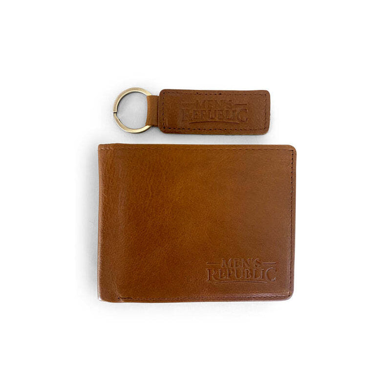 Men&#39;s Republic Leather Wallet And Keyring Set Brown