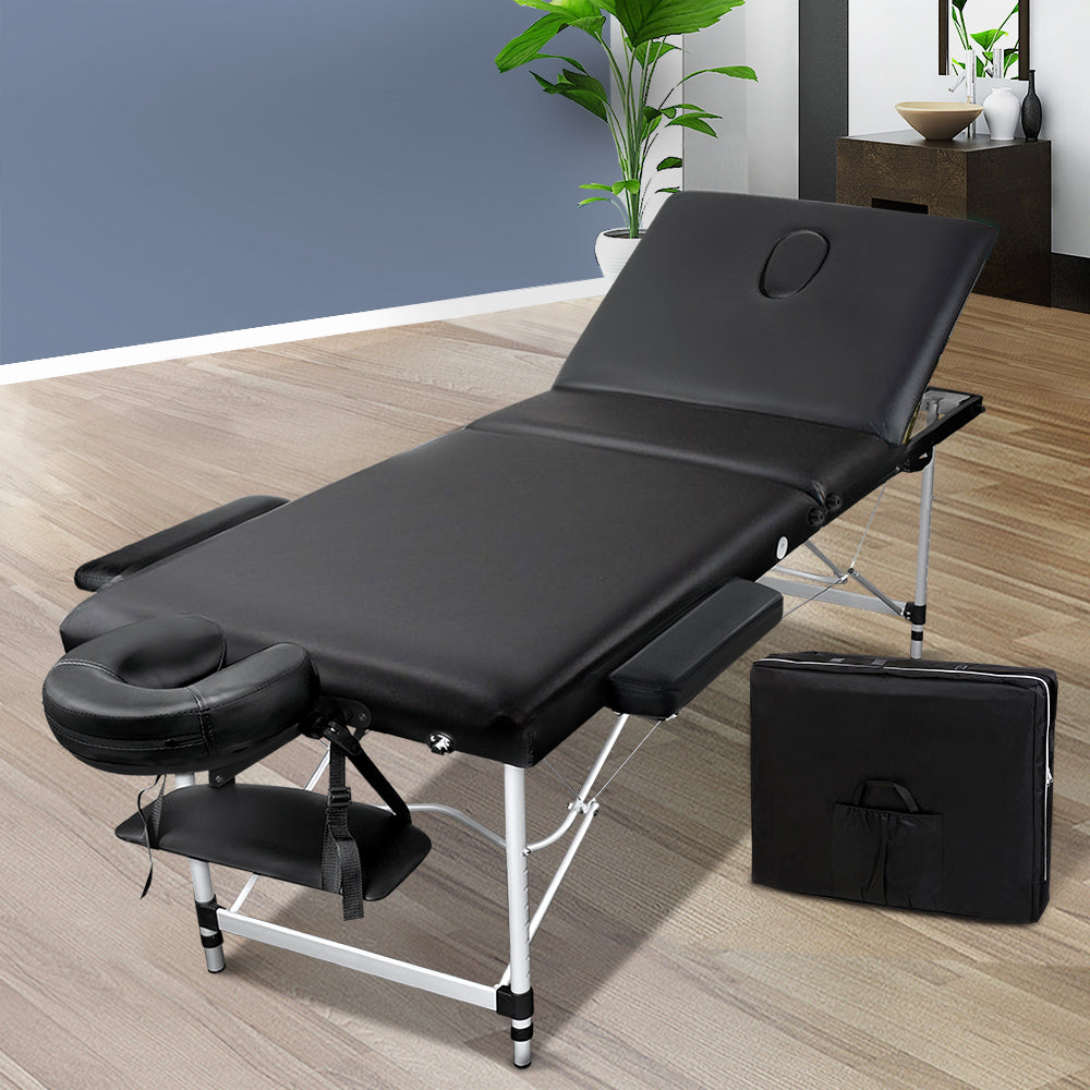 Zenses Portable Aluminum 4 Fold Massage Table 60CM Black