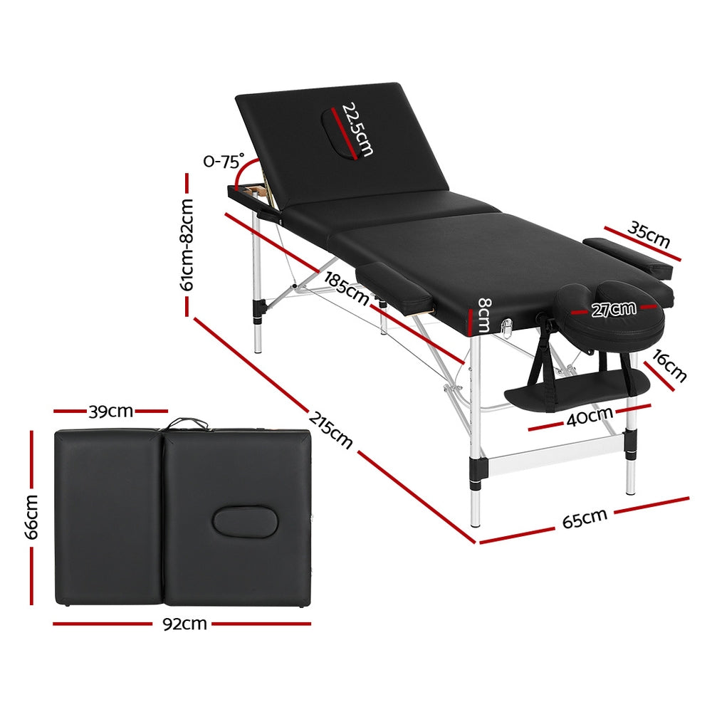 Zenses Massage Table 65CM Width 3 Fold Aluminium