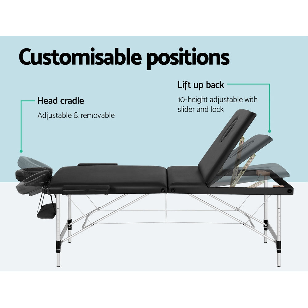 Zenses Massage Table 65CM Width 3 Fold Aluminium