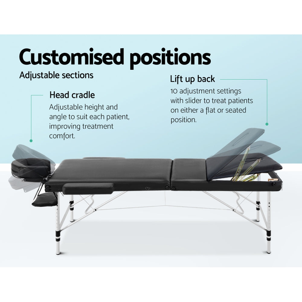 Zenses Massage Table 3 Fold 75CM Black