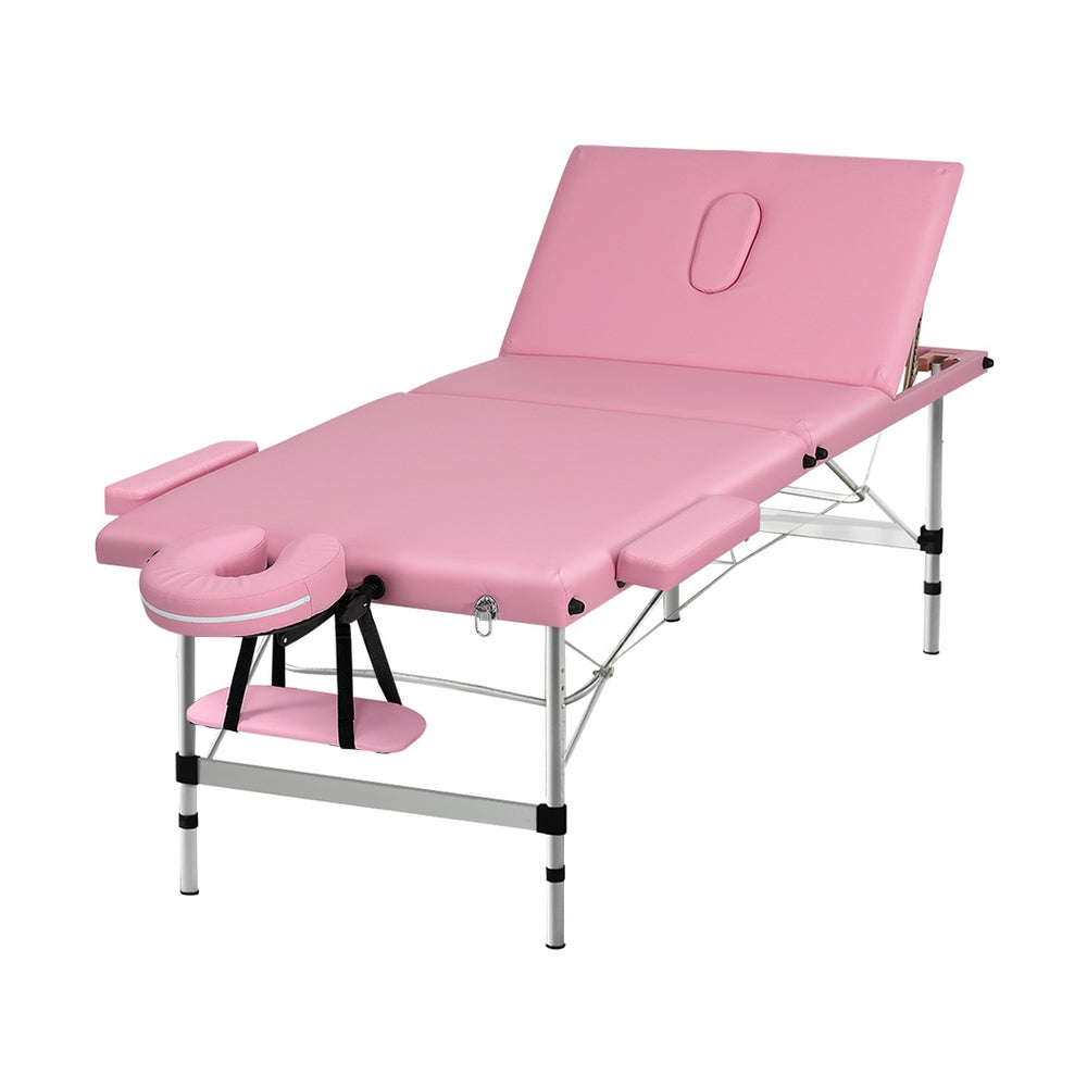 Zenses Massage Table 85cm 3 Fold Aluminium Pink