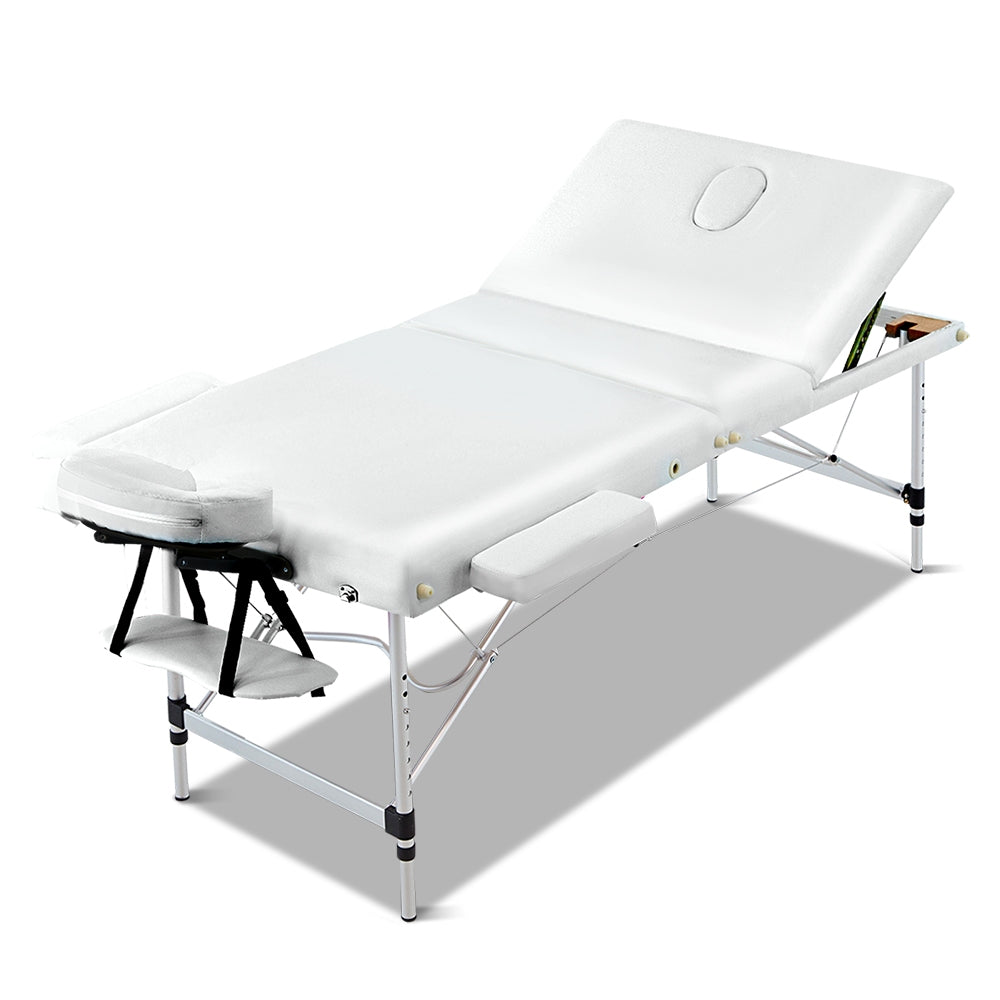 Zenses 3 Fold Portable Aluminium Massage Table 75CM White