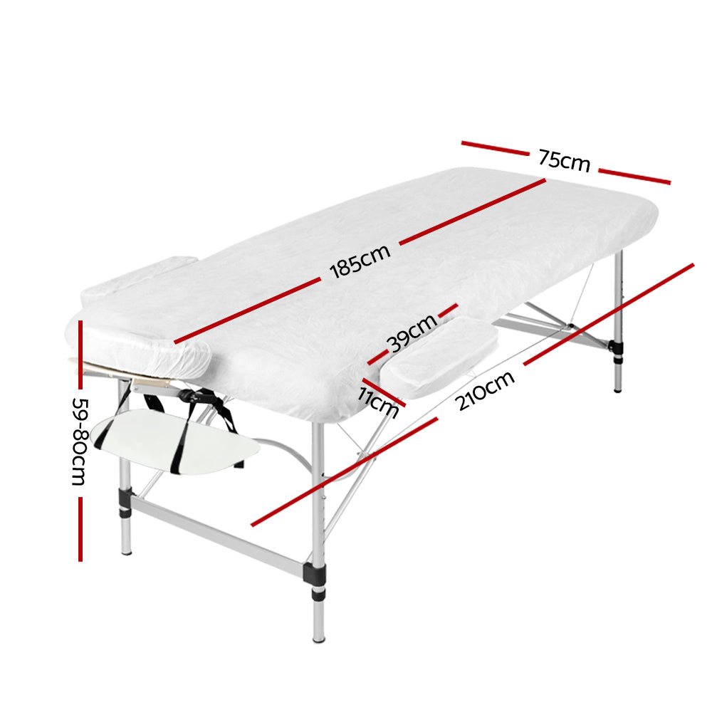 Zenses 3 Fold Portable Aluminium Massage Table 75CM White