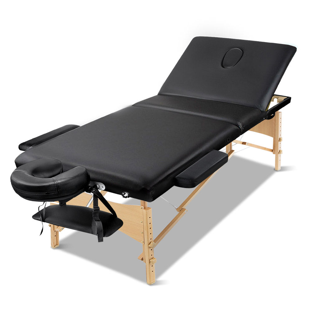 Zenses 3-Fold Wooden Massage Table 60CM Black