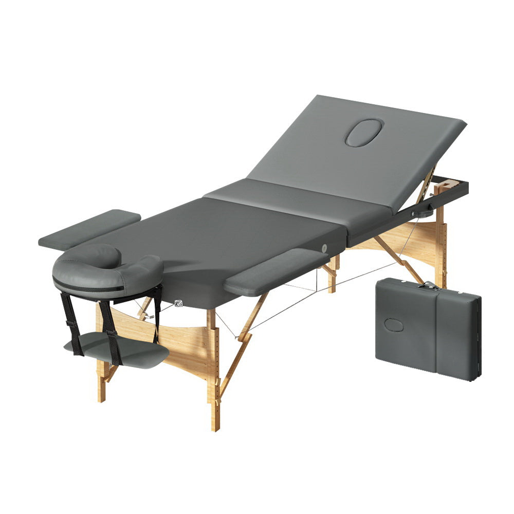 Zenses 3 Fold Wooden Massage Table 75CM Grey
