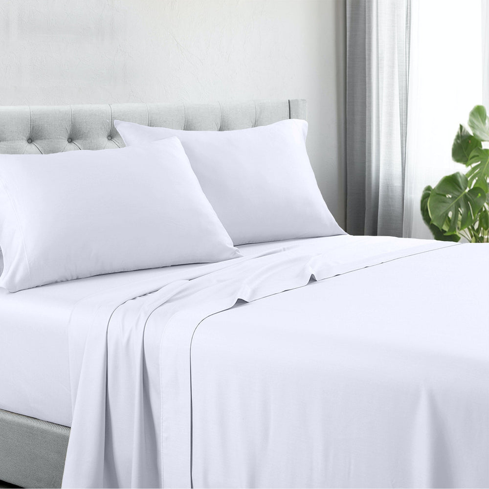 Somerset 1200TC Hotel Quality Soft Cotton Rich Sheet Sets Pillowcases Silky Touch Double White