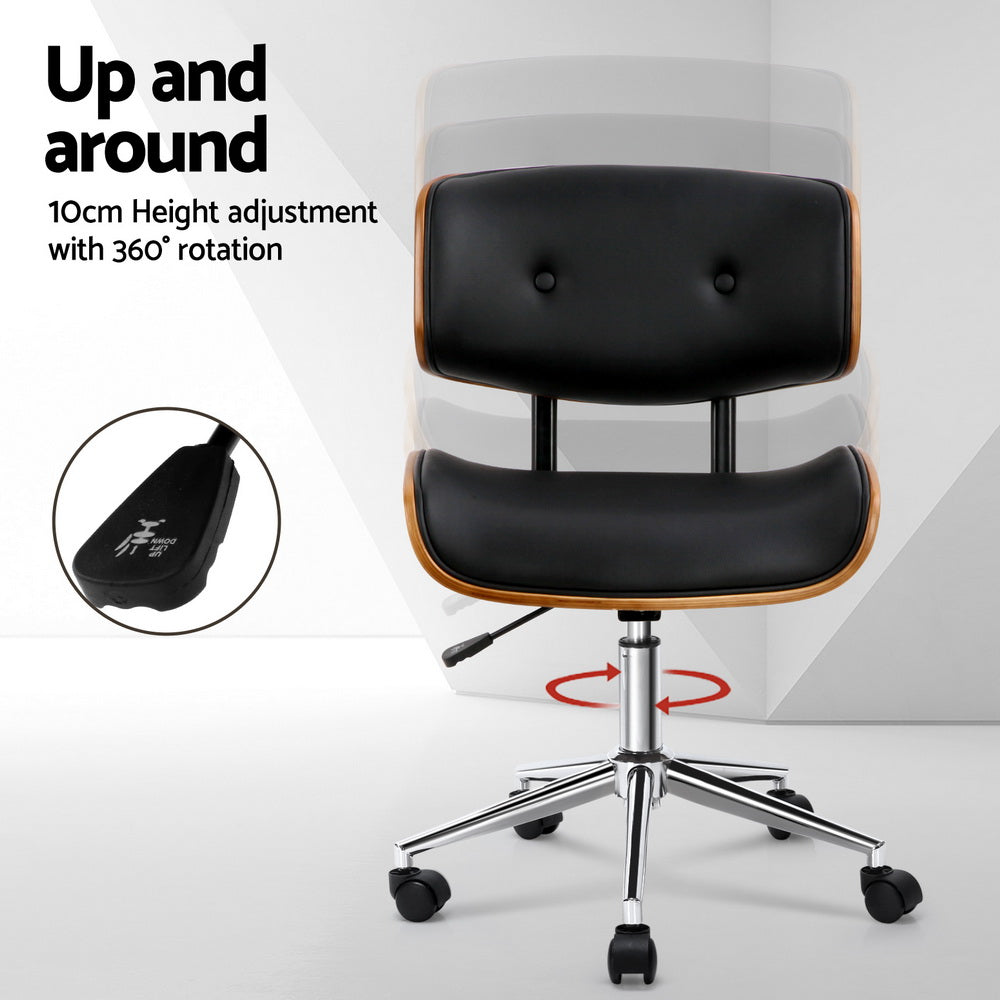 Artiss Wooden Office Chair Black Wood