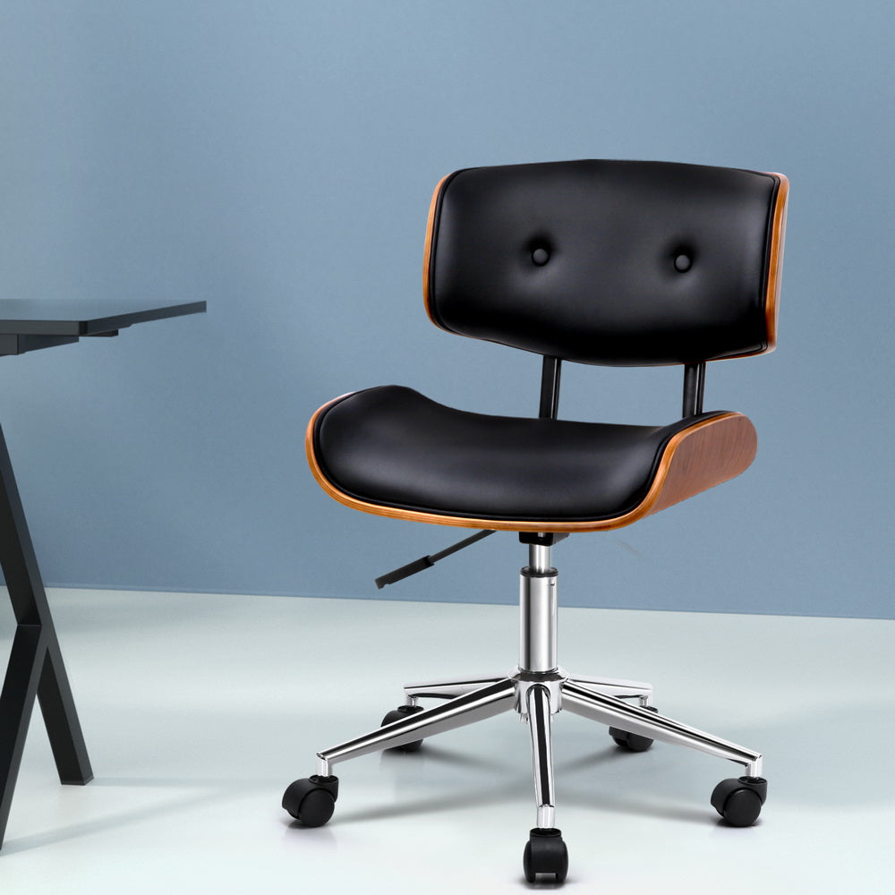 Artiss Wooden Office Chair Black Wood