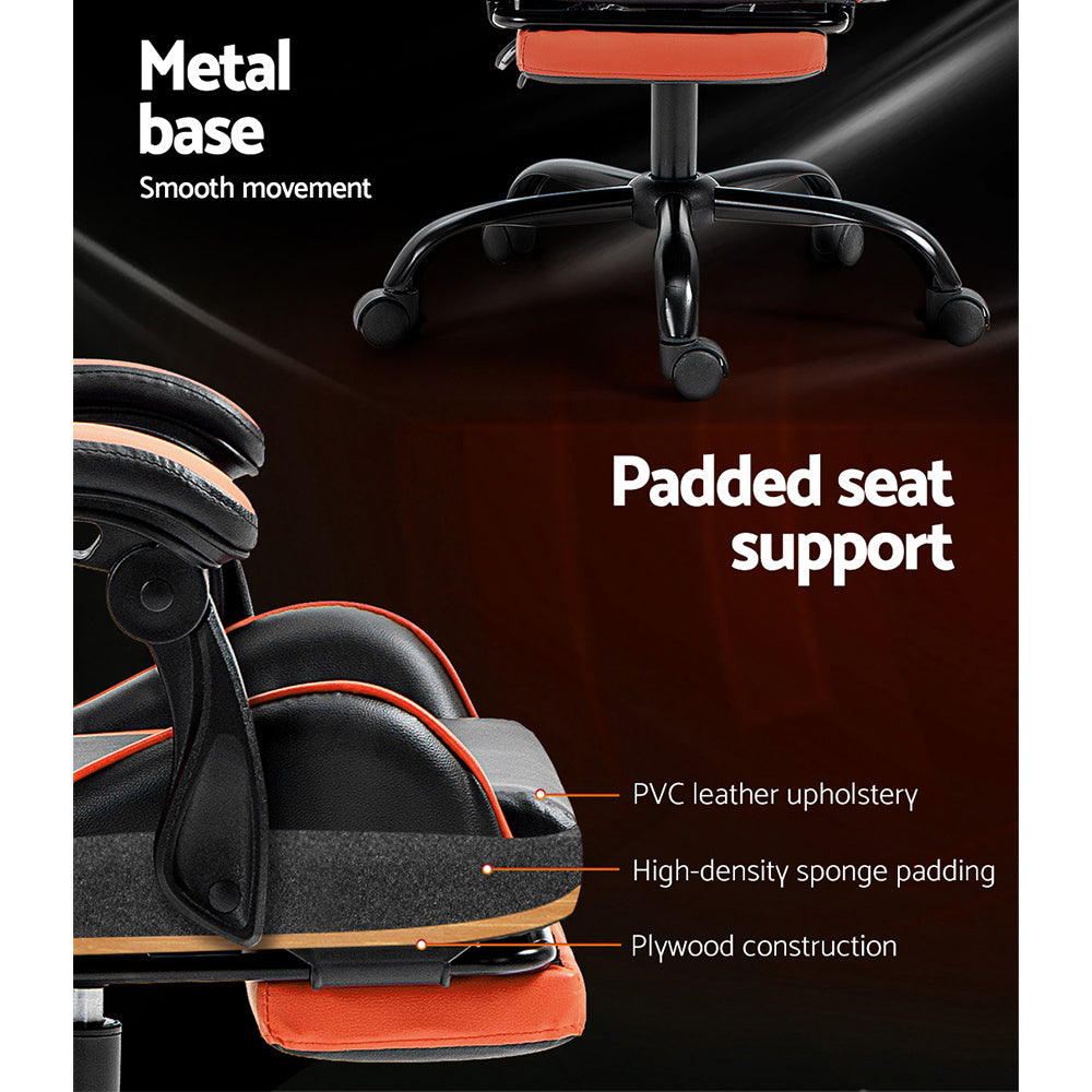 Artiss Gaming Office Chair Recliner Footrest Orange