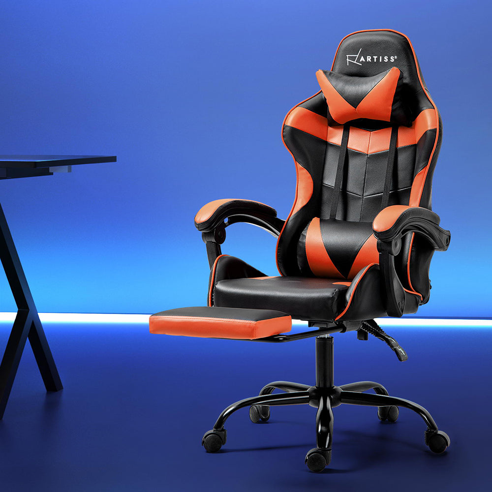 Artiss Gaming Office Chair Recliner Footrest Orange