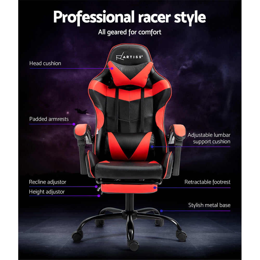 Artiss Leather Office Gaming Chair Red