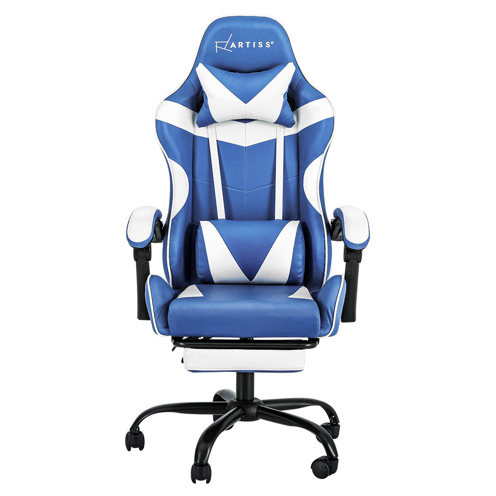 Artiss Gaming Office Chair Recliner Footrest Blue White