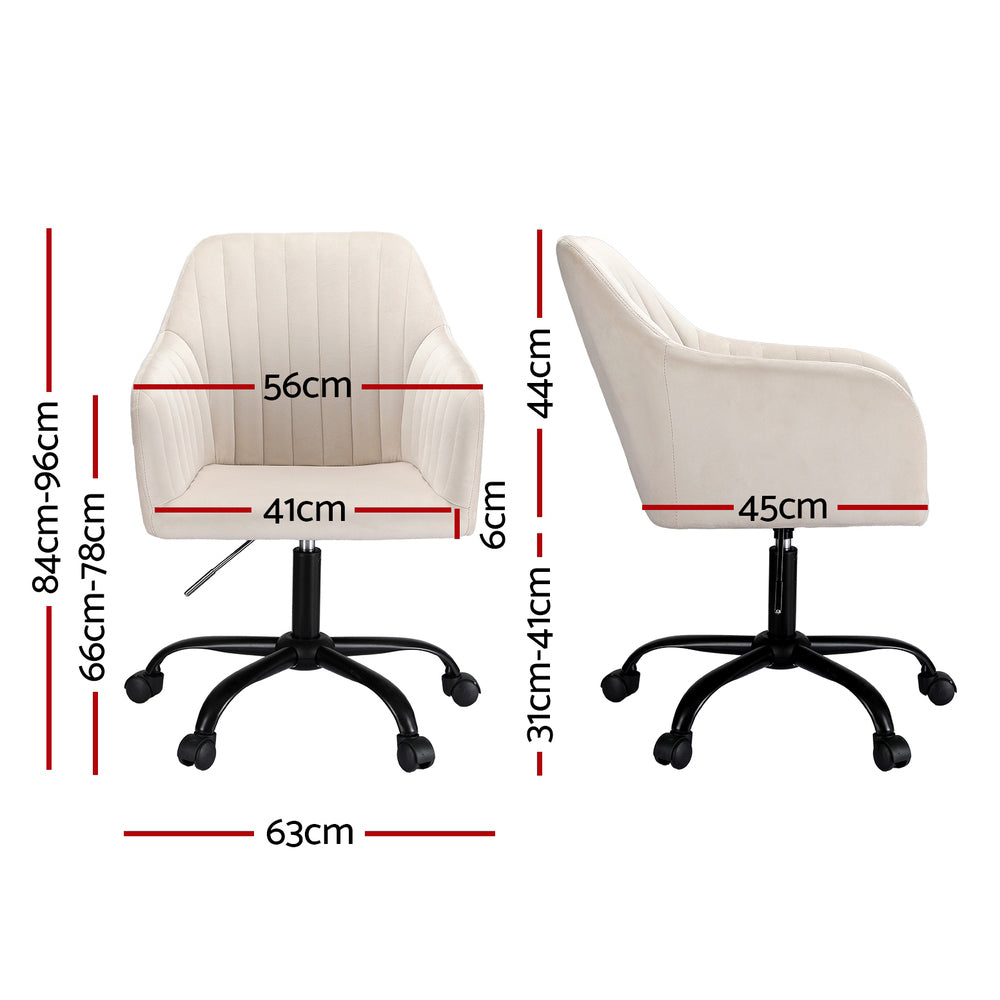 Artiss Office Chair Velvet Seat - Cream