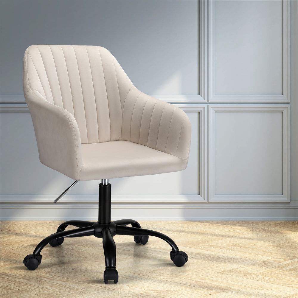 Artiss Office Chair Velvet Seat - Cream