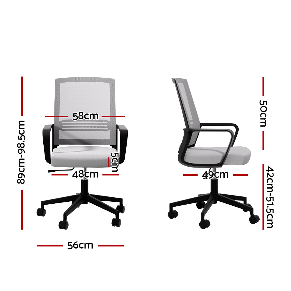 Artiss Mesh Office Chair Mid Back Grey