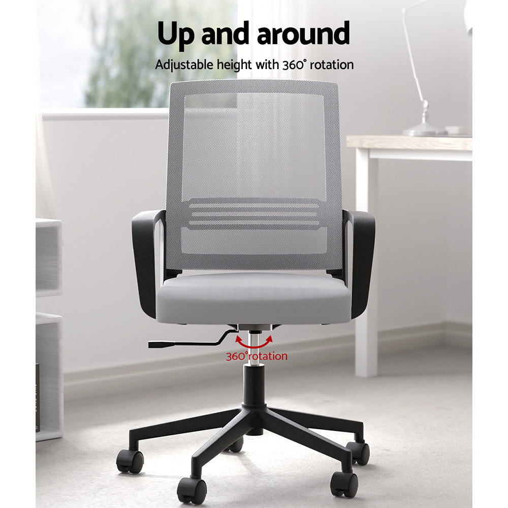 Artiss Mesh Office Chair Mid Back Grey