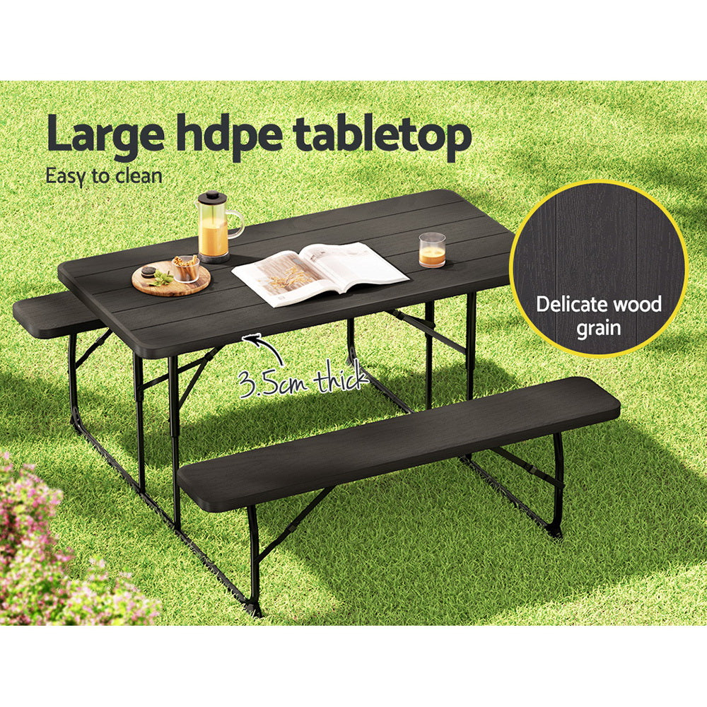 Gardeon 3 PCS Outdoor Dining Set Picnic Table Bench Set HDPE Folding