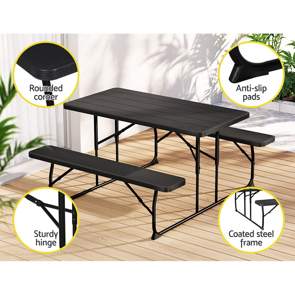 Gardeon 3 PCS Outdoor Dining Set Picnic Table Bench Set HDPE Folding